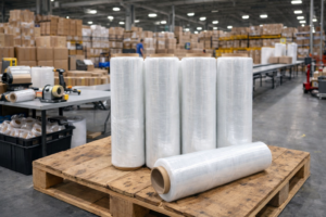 Película stretch en contexto de embalaje industrial