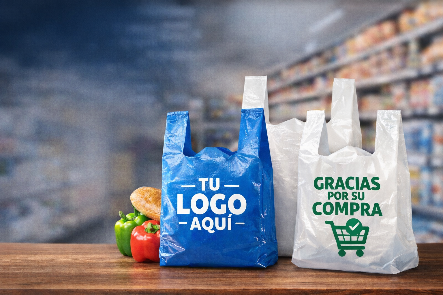 bolsas tipo camiseta de polietileno para supermercados