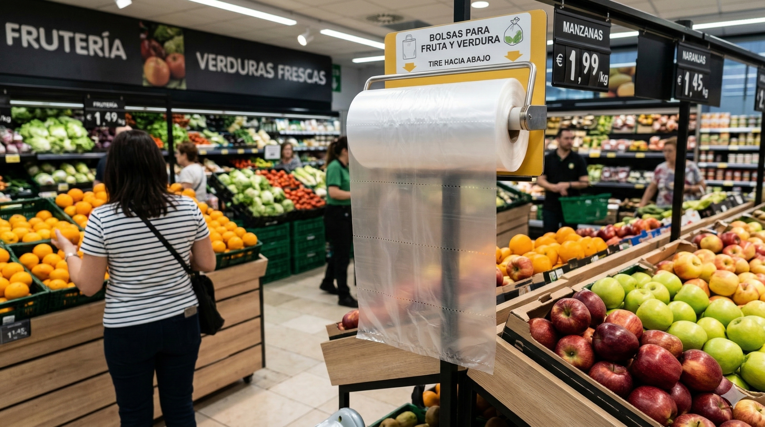 bolsas en rollo punteado de polietileno para supermercados